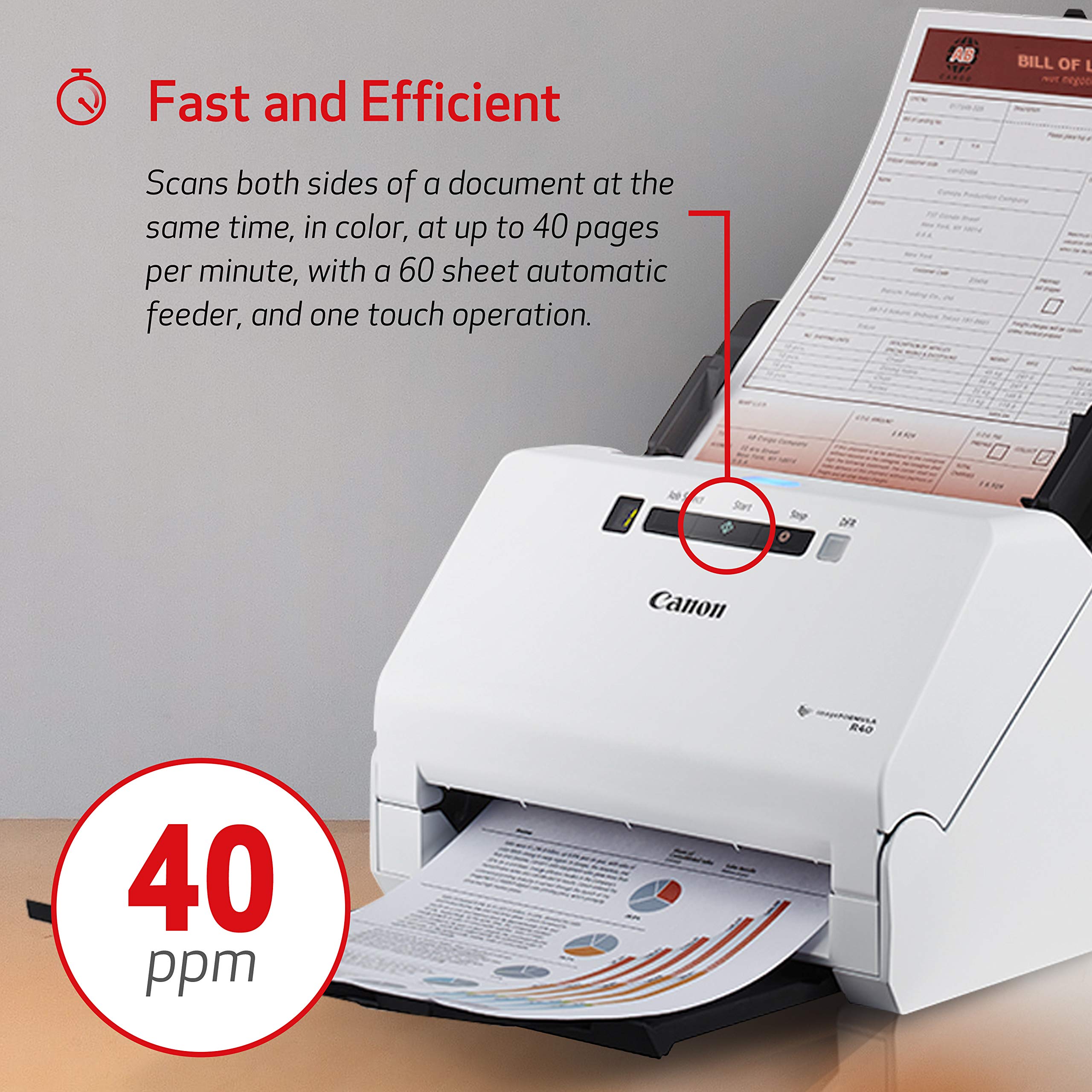 Canon Image FORMULA R40 Office Document Scanner For PC and Mac