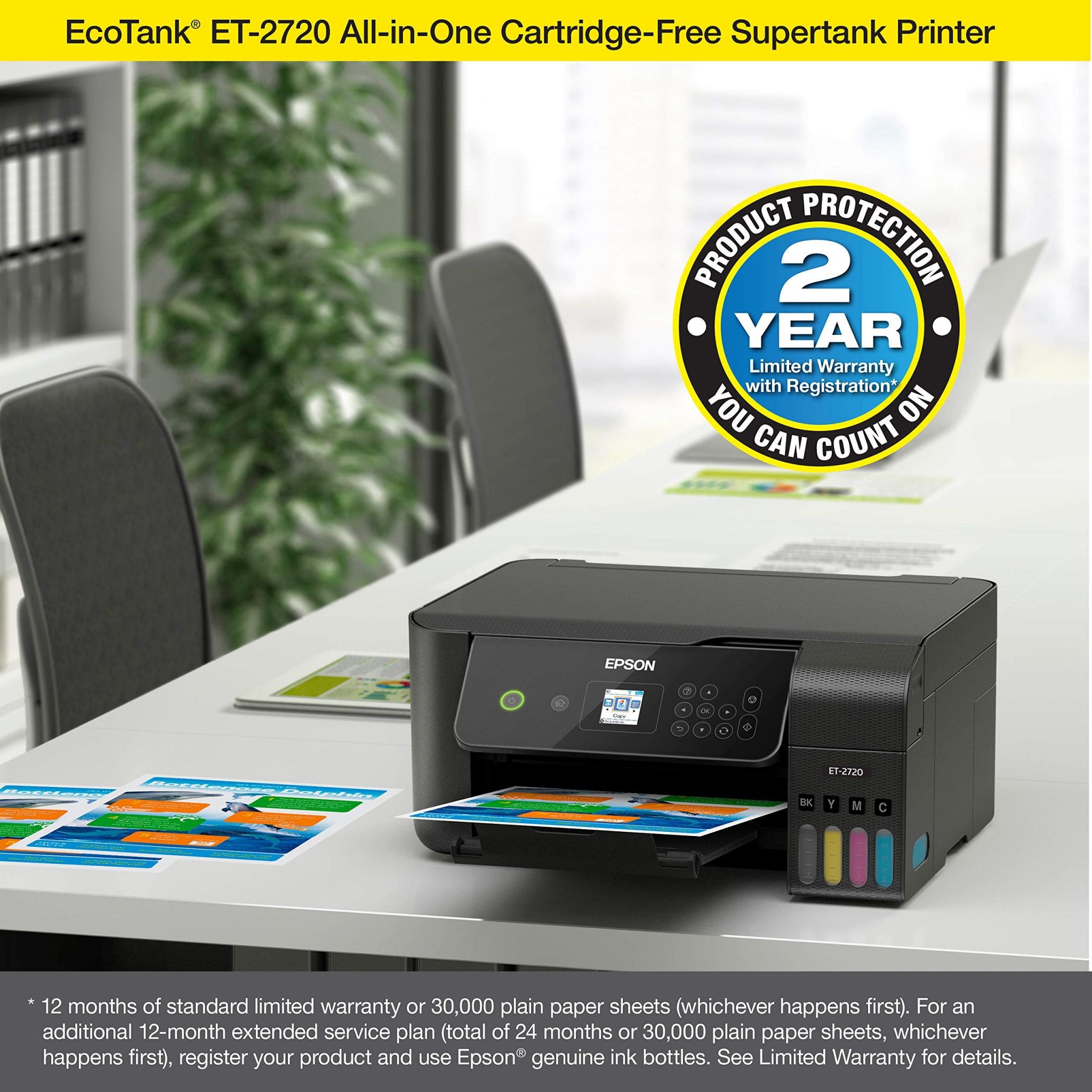 Epson Ecotank Et 2720 Wireless Color All In One Supertank Printer With Scanner And Copier 7555